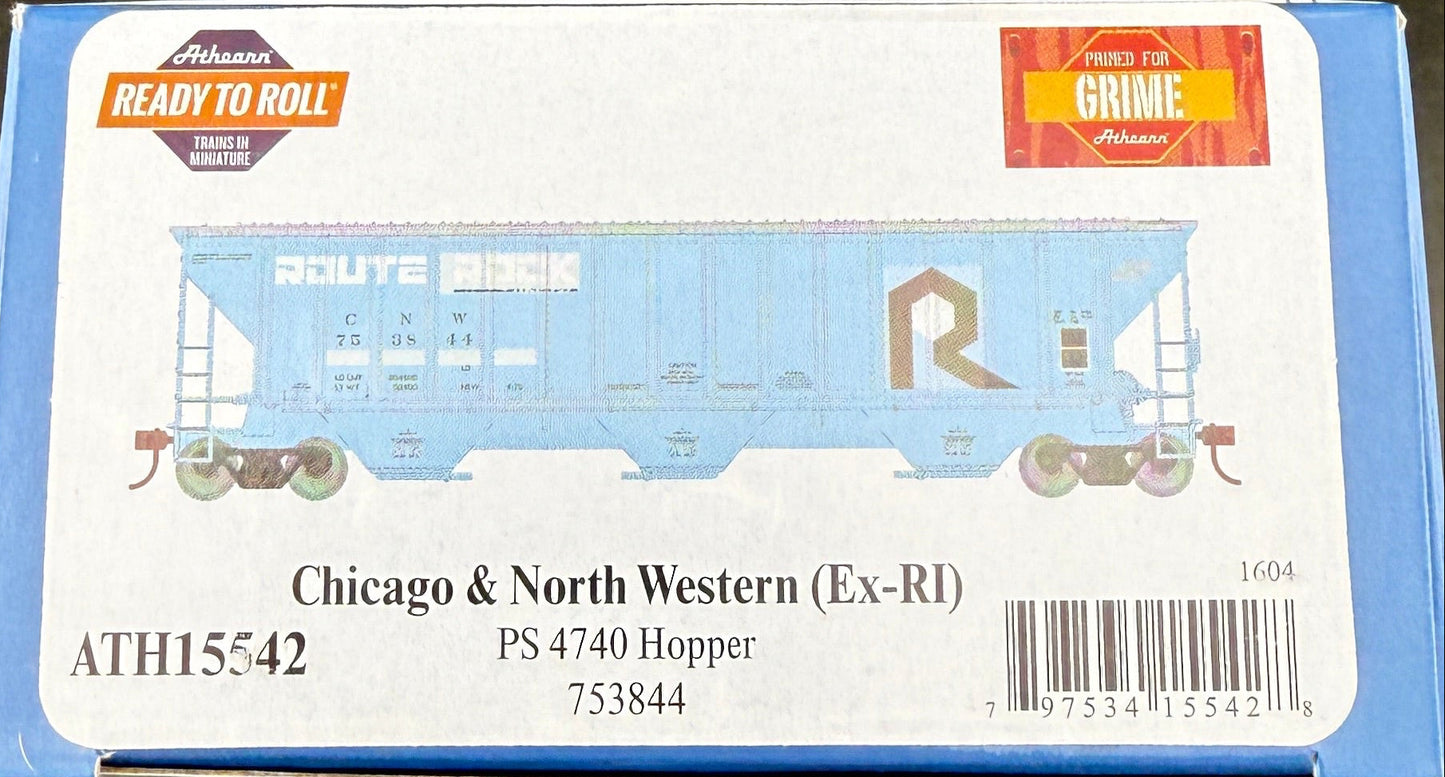 ATH 15542 HO RTR Prime for Grime 753844 PS 4740 Hopper Chicago and North Western Ex R1