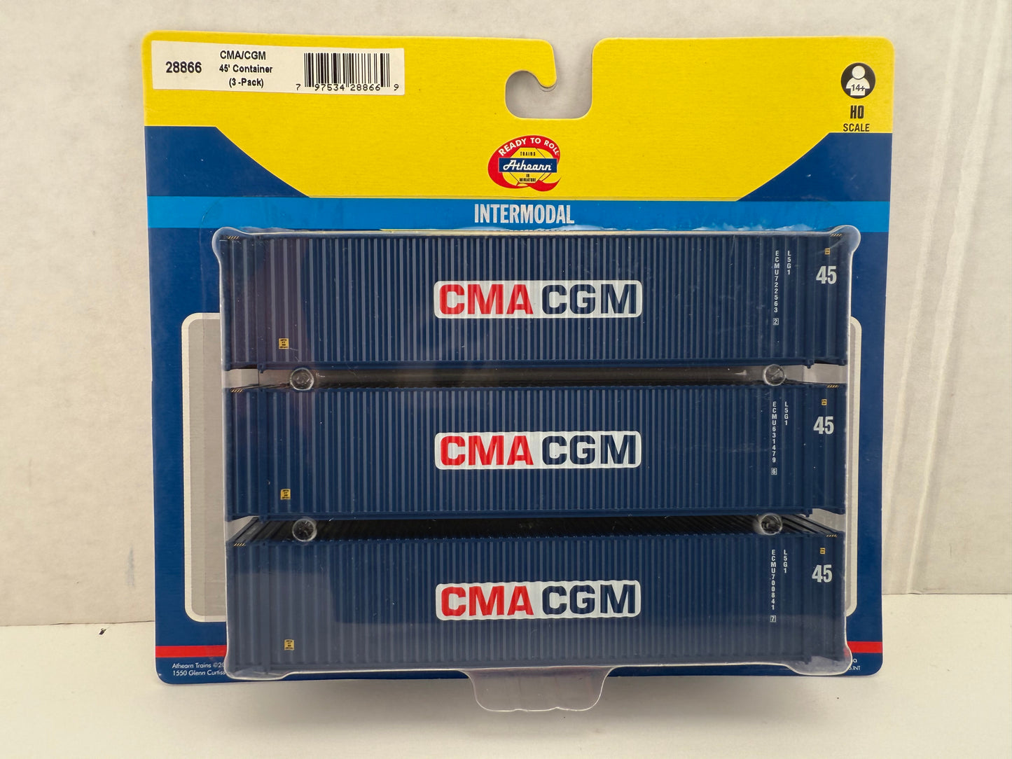 ATH 28866 CMA CGM 45' Container 3 pack Intermodal