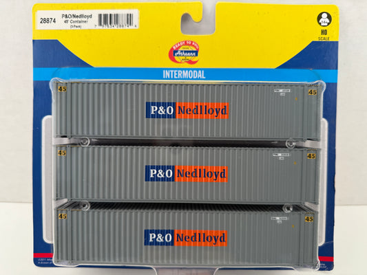 ATH 28874 Athearn P&O/Nedlloyd 45’ Container (3-pack) Intermodal