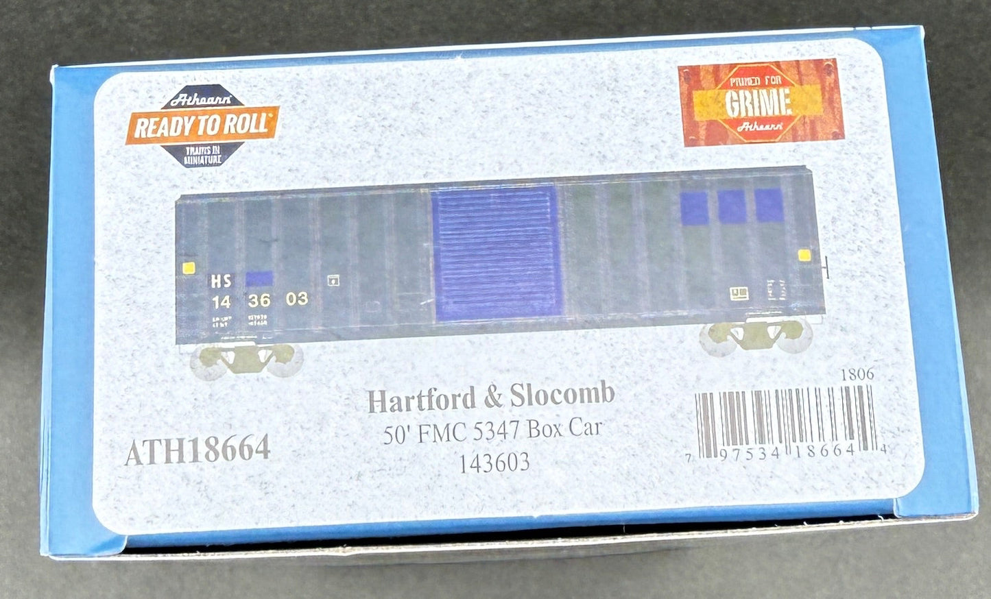 ATH 18664 HO RTR Prime for Grime 143603 50' FMC 5347 Box Car Hartford and Slocomb