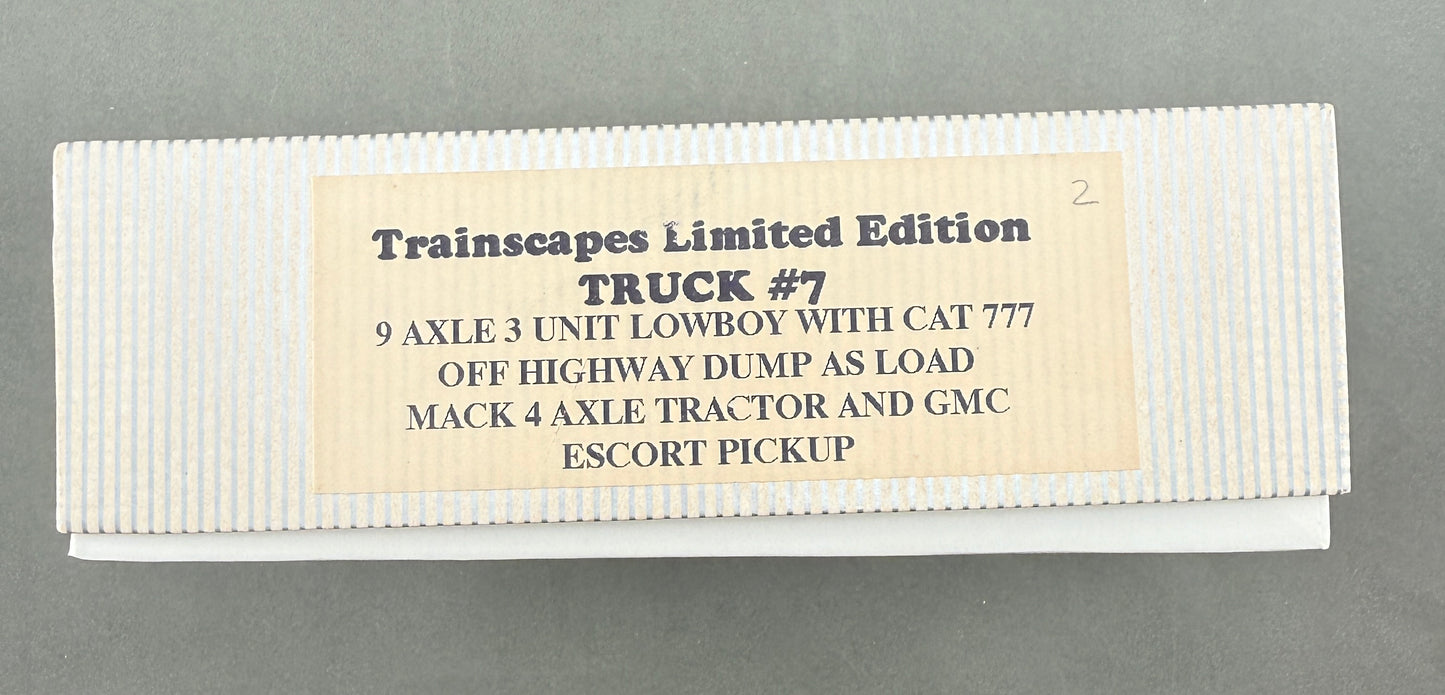 Trainscapes Limited Edition Truck #7 9 Axle Lowboy w/Load, 4 Axle Mack Tractor & Escort Vehicle 2 out of 50
