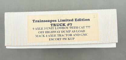 Trainscapes Limited Edition Truck #7 9 Axle Lowboy w/Load, 4 Axle Mack Tractor & Escort Vehicle 2 out of 50