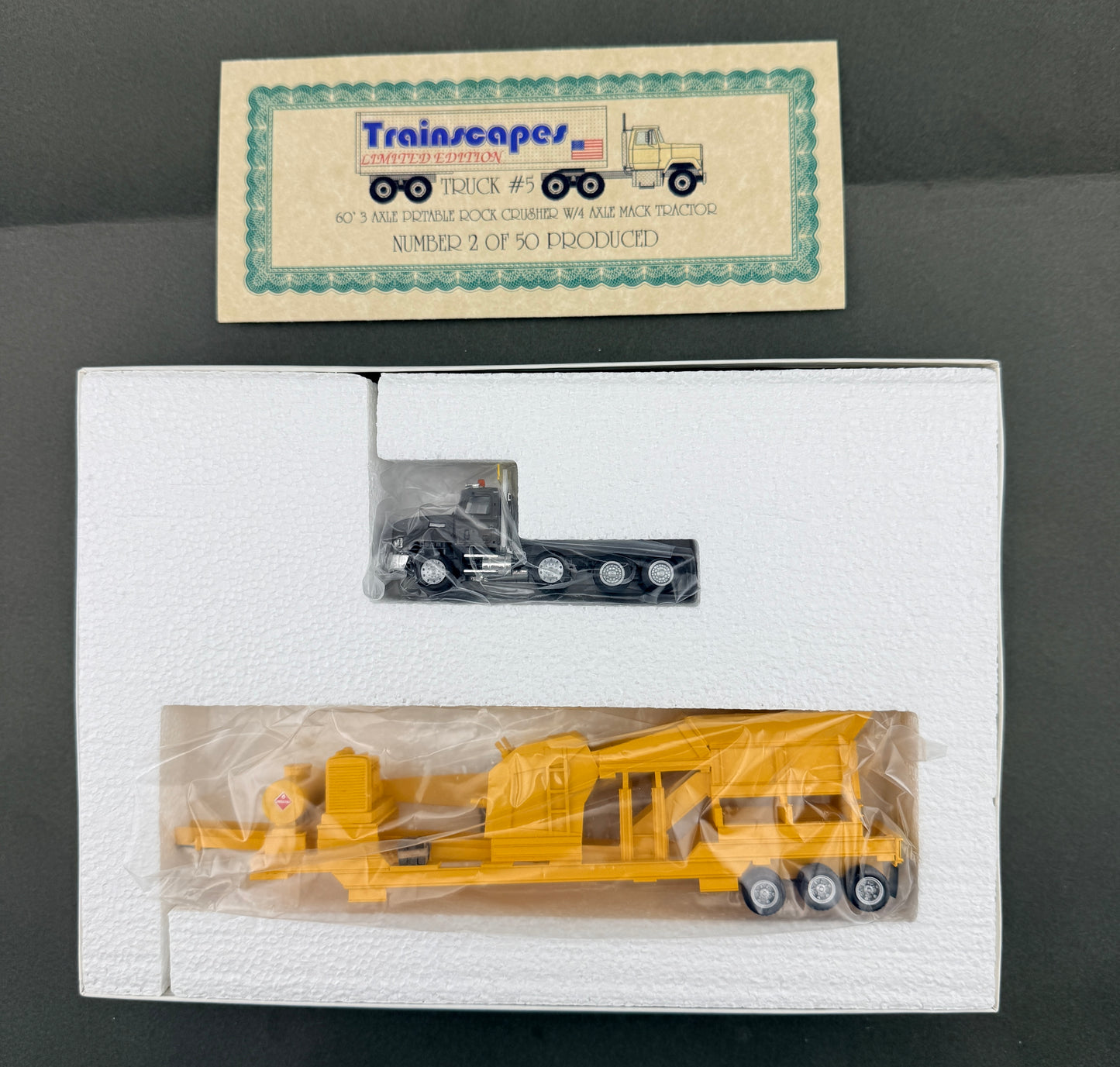 Trainscapes Limited Edition Truck #5 60' 3 Axle Portable Rock Crusher w/4 Axle Mack Tractor 2 out of 50