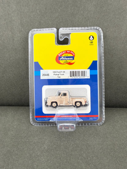 ATH 26445 HO Scale Tan 1955 Ford F 100 Pickup Truck