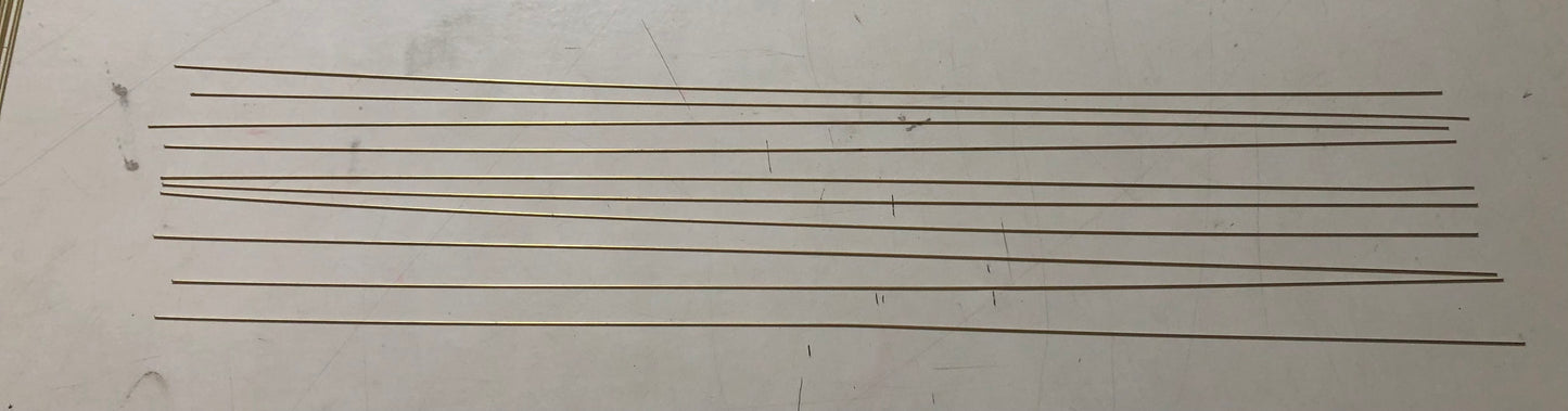 1081  brass wire  .0179  diameter  12" long  (10-pcs/pkg)