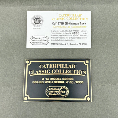 Classic Construction Models Caterpillar CAT 777D Off Highway Truck Limited Edition