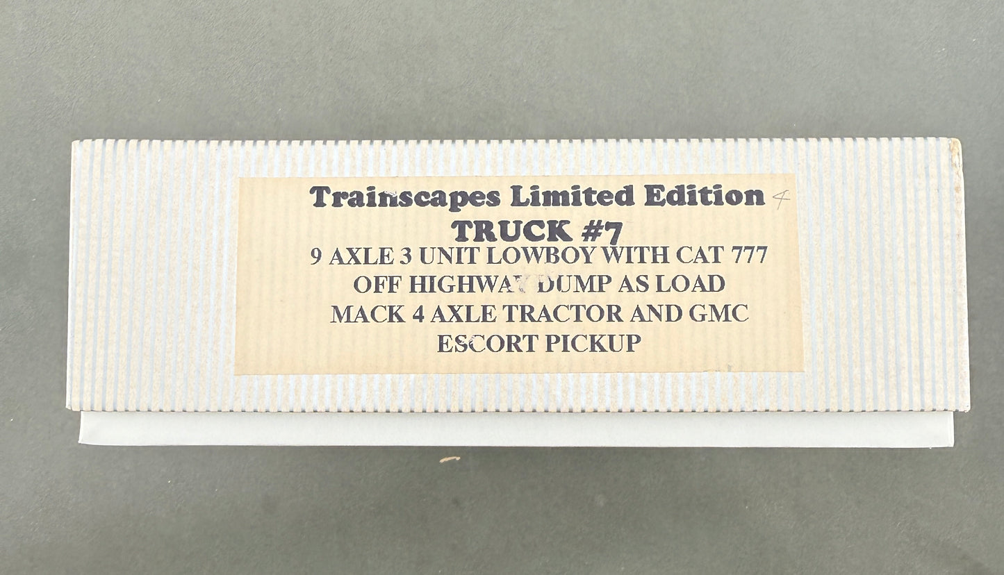Trainscapes Limited Edition Truck #7 9 Axle Lowboy w/Load, 4 Axle Mack Tractor & Escort Vehicle 4 out of 50