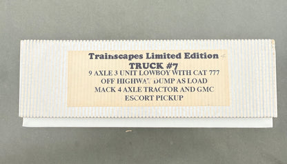 Trainscapes Limited Edition Truck #7 9 Axle Lowboy w/Load, 4 Axle Mack Tractor & Escort Vehicle 4 out of 50