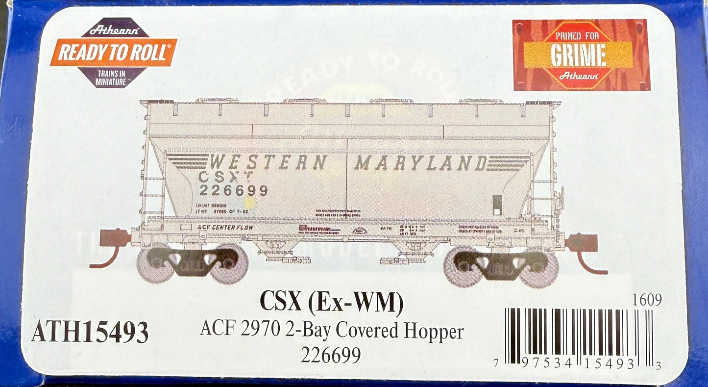 ATH 15493 HO RTR 226699 ACF 270 2 Bay Covered Hopper CSX  Ex Wm