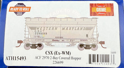ATH 15493 HO RTR 226699 ACF 270 2 Bay Covered Hopper CSX  Ex Wm