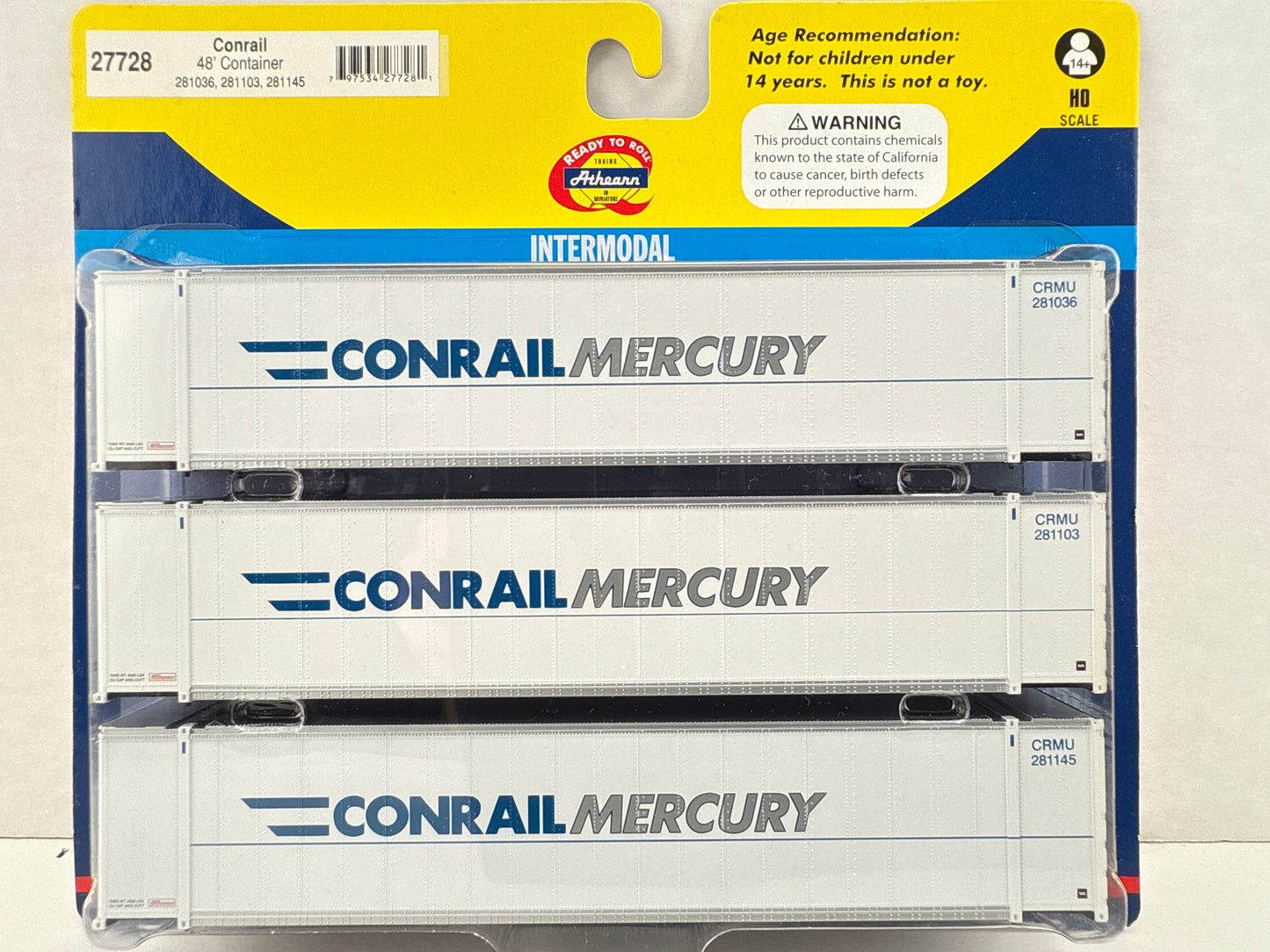 ATH 27728 Conrail 48’ Container 3 pack Intermodal