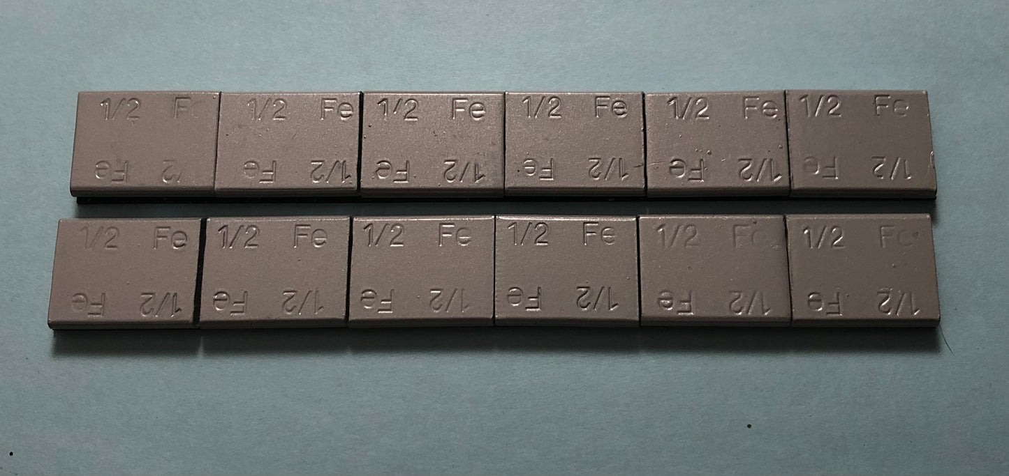 13004 - 12 ea Steel 1/2 oz pieces (5/8x7/8x3/16")