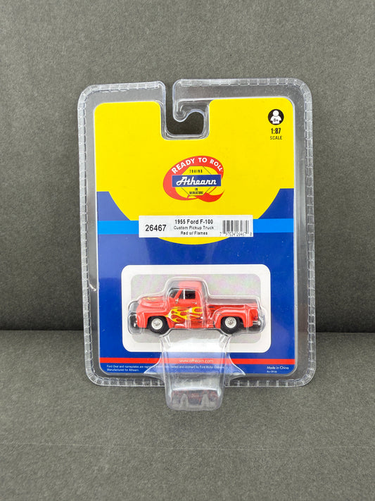 Athearn 26467 HO Red w/ Flames 1955 Ford F-100 Pickup Truck