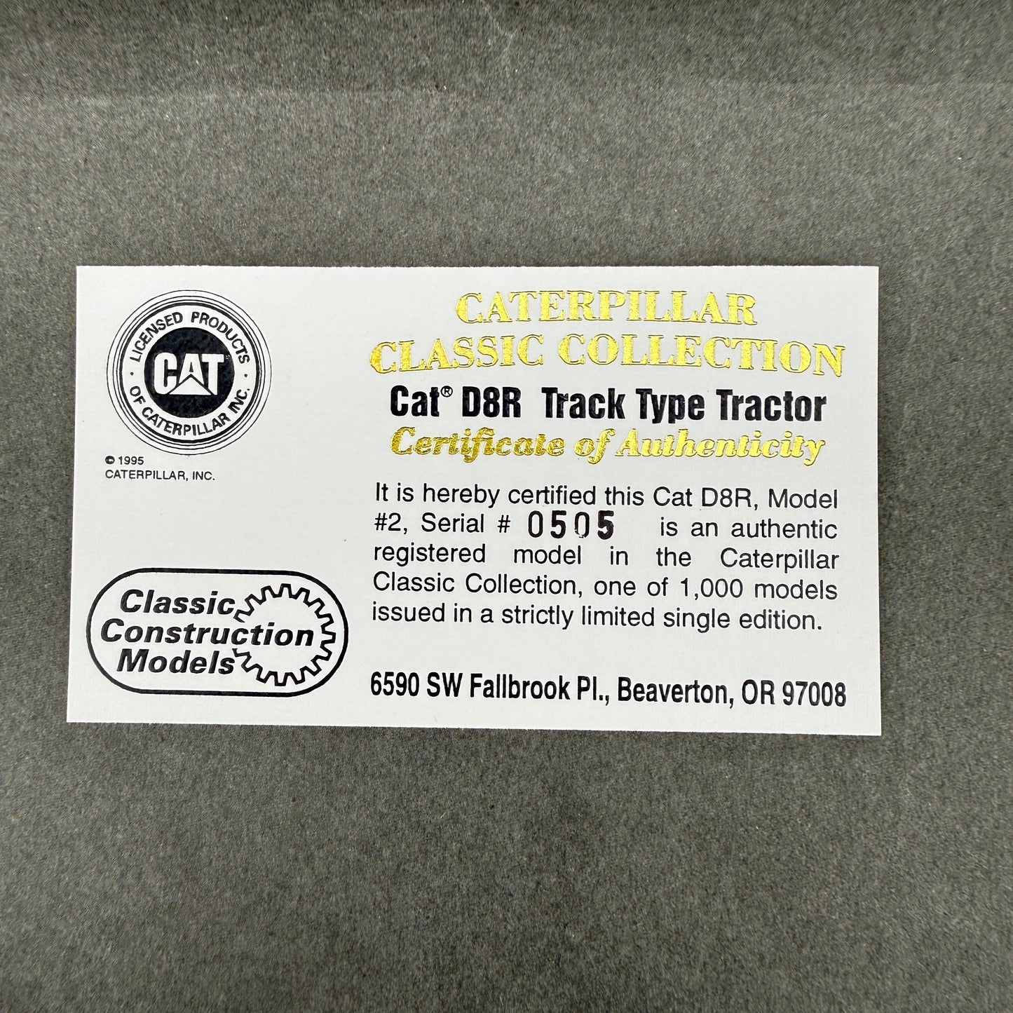 Classic Construction Models Caterpillar CAT D8R Track-Type Tractor Limited Edition