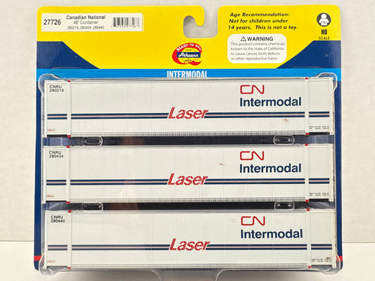 27726 Athearn Canadian National 48’ container (3-pack) 
Intermodal