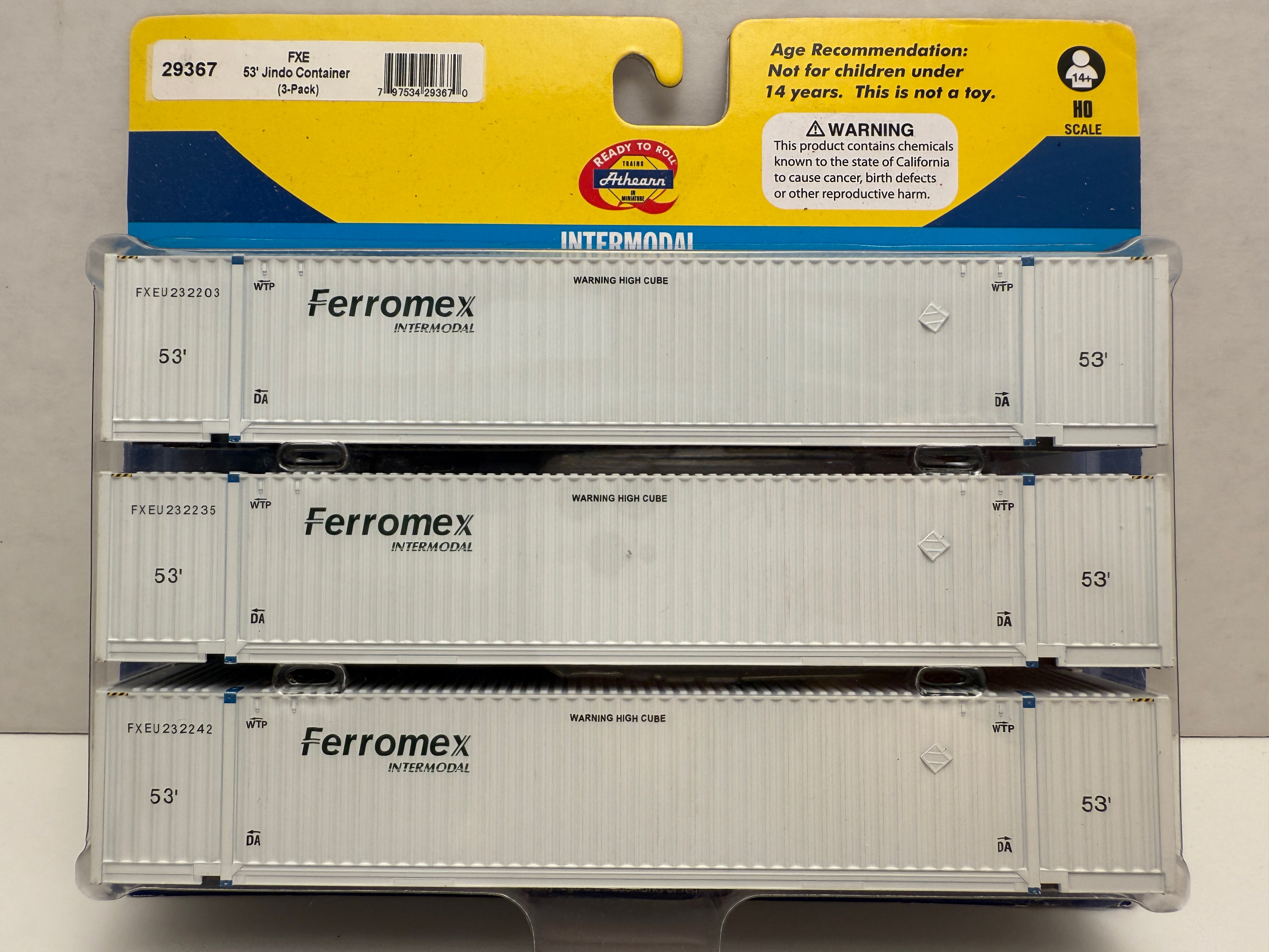 ATH 29367 Athearn FXE 53’ Jindo Container 3 pack Intermodal – PPW/A ...