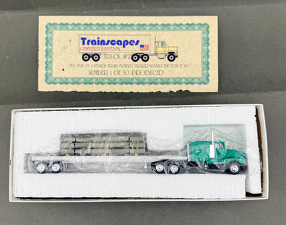 Trainscapes Limited Edition Truck #2 DBL Axle 45' Outside Frame Flatbed Trailer w/ 3 Axle KW Tractor 1 out of 50