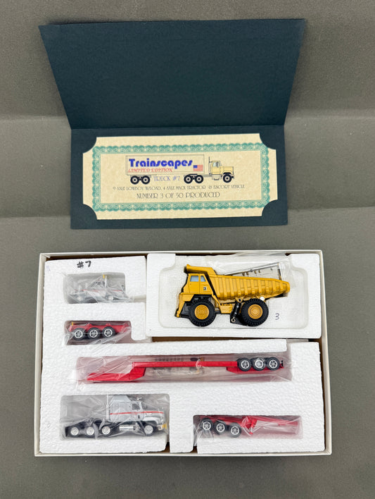 Trainscapes Limited Edition Truck #7 9 Axle Lowboy w/Load, 4 Axle Mack Tractor & Escort Vehicle 3 out of 50