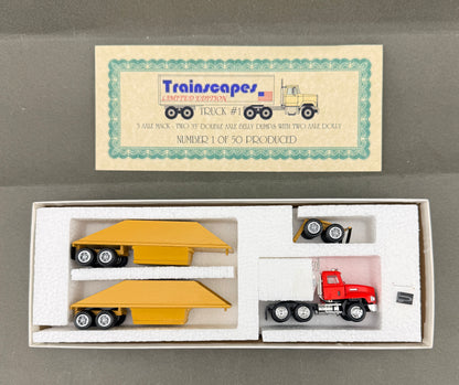 Trainscapes Limited Edition Truck #1 3 Axle Mack - Two 33' Double Axle Belly Dumps with Two Axle Dolly 1 out of 50