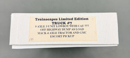 Trainscapes Limited Edition Truck #7 9 Axle Lowboy w/Load, 4 Axle Mack Tractor & Escort Vehicle 3 out of 50
