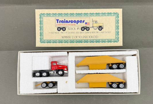 Trainscapes Limited Edition Truck #1 3 Axle Mack - Two 33' Double Axle Belly Dumps with Two Axle Dolly 2 out of 50