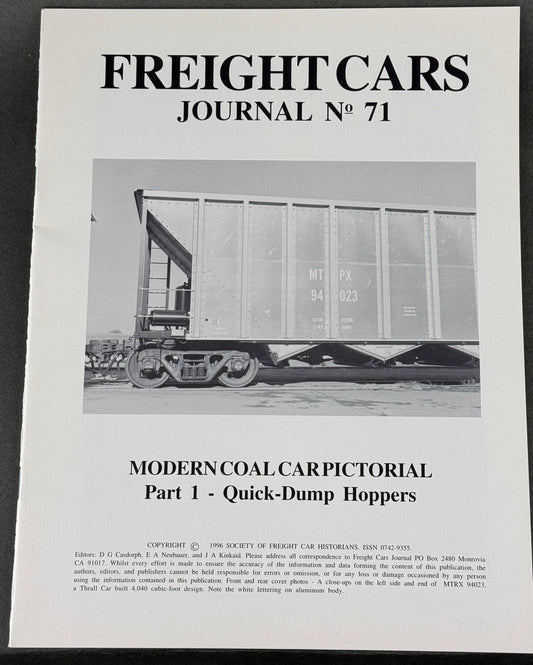 BK 71 Freight Cars Journal no 71 Modern Coal Car Pictorial part 1 - Quick-Dump Hoppers