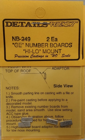#DW NB-249 "GE" number boards