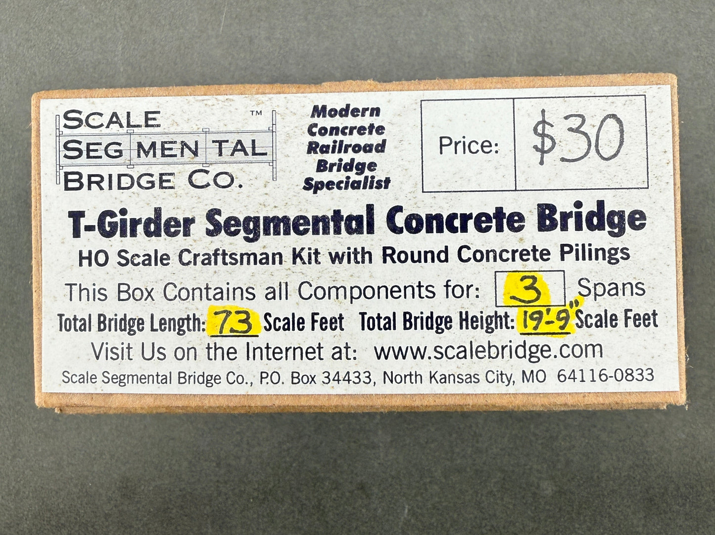 SSB T Girder Segmental Concrete Bridge HO Scale