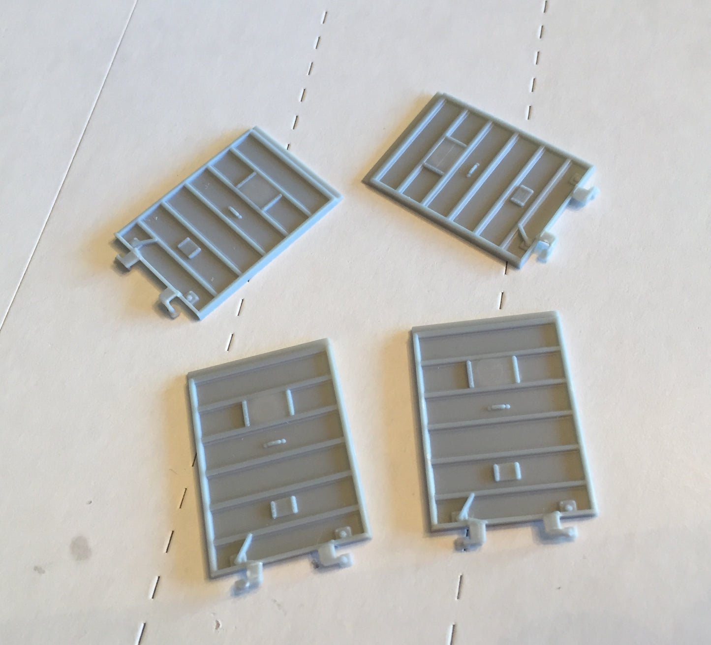 ATH 12021  Superior Freight car doors 7 panel 7.5 ' wide X 10' tall Light grey ( package of 4)