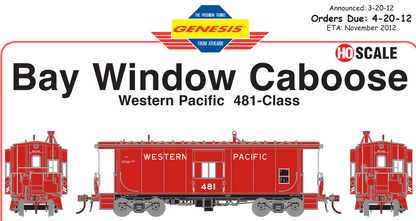ATH G6332 HO 481 Class Bay Window Caboose Western Pacific