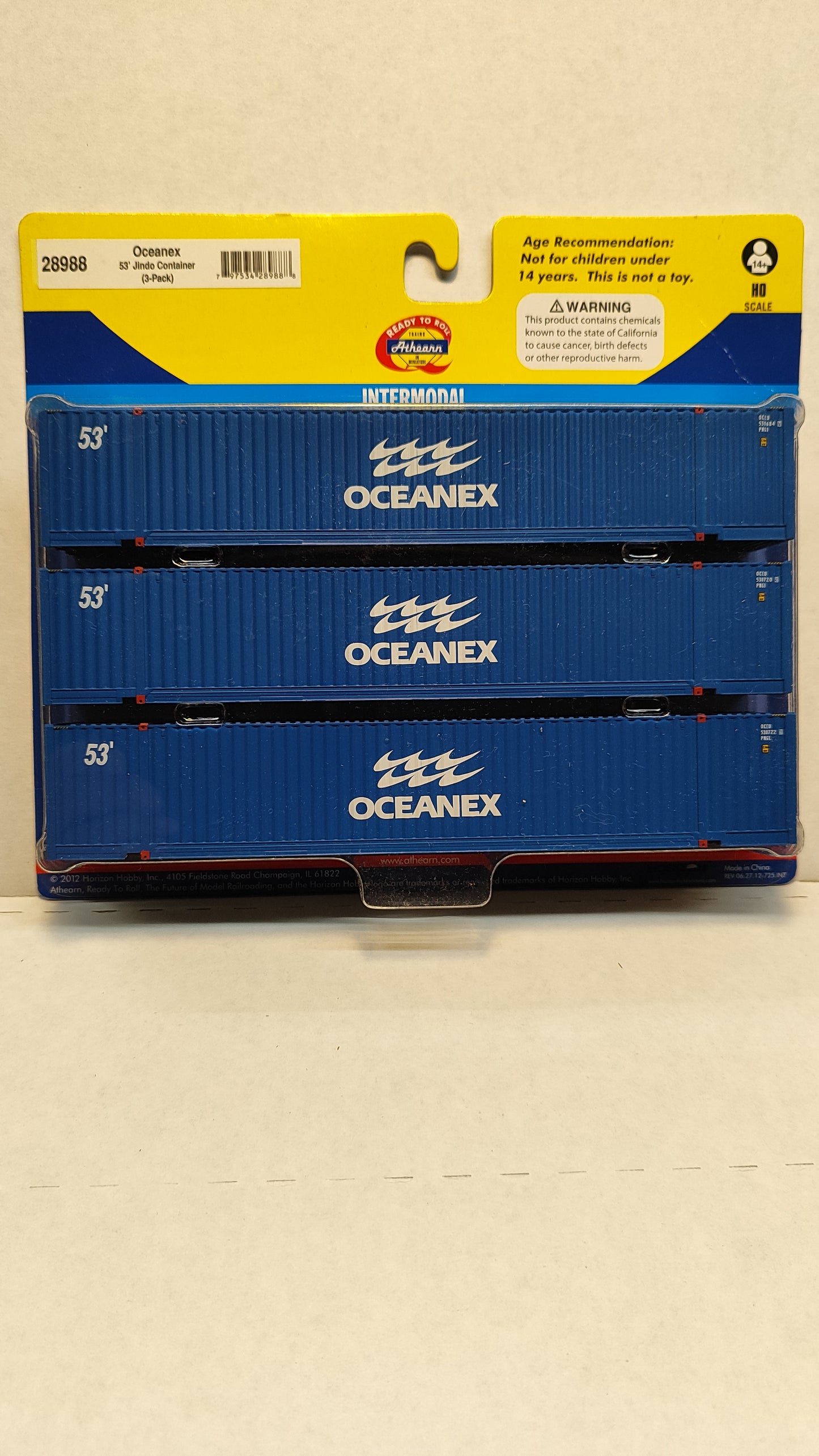ATH 28988 Athearn Oceanex 53' Jindo container 3 pack Intermodal