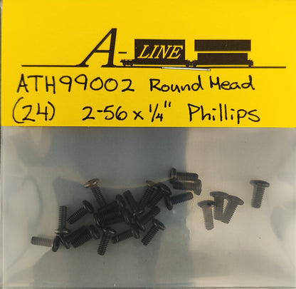 ATH 99002 Round Head Screw 2-56 x 1/4" 24 Black Phillips