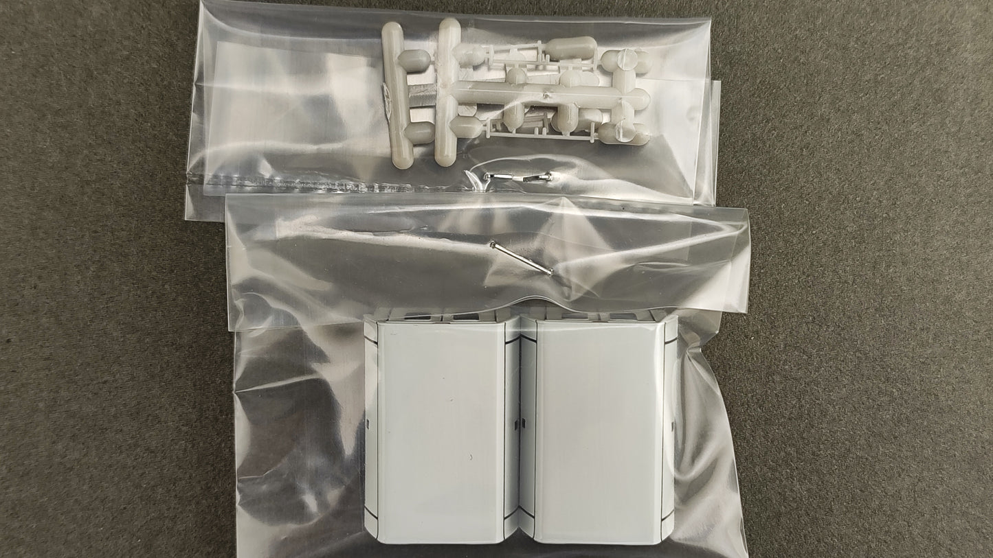 RPS 537 - 5251 . 59  Utility Caps Utility Pickup Box Cap, Non-operating side-opening doors on rear. 2-pieces per package, painted white with black trim and shaded windows. Includes (4) low-rise ladder racks