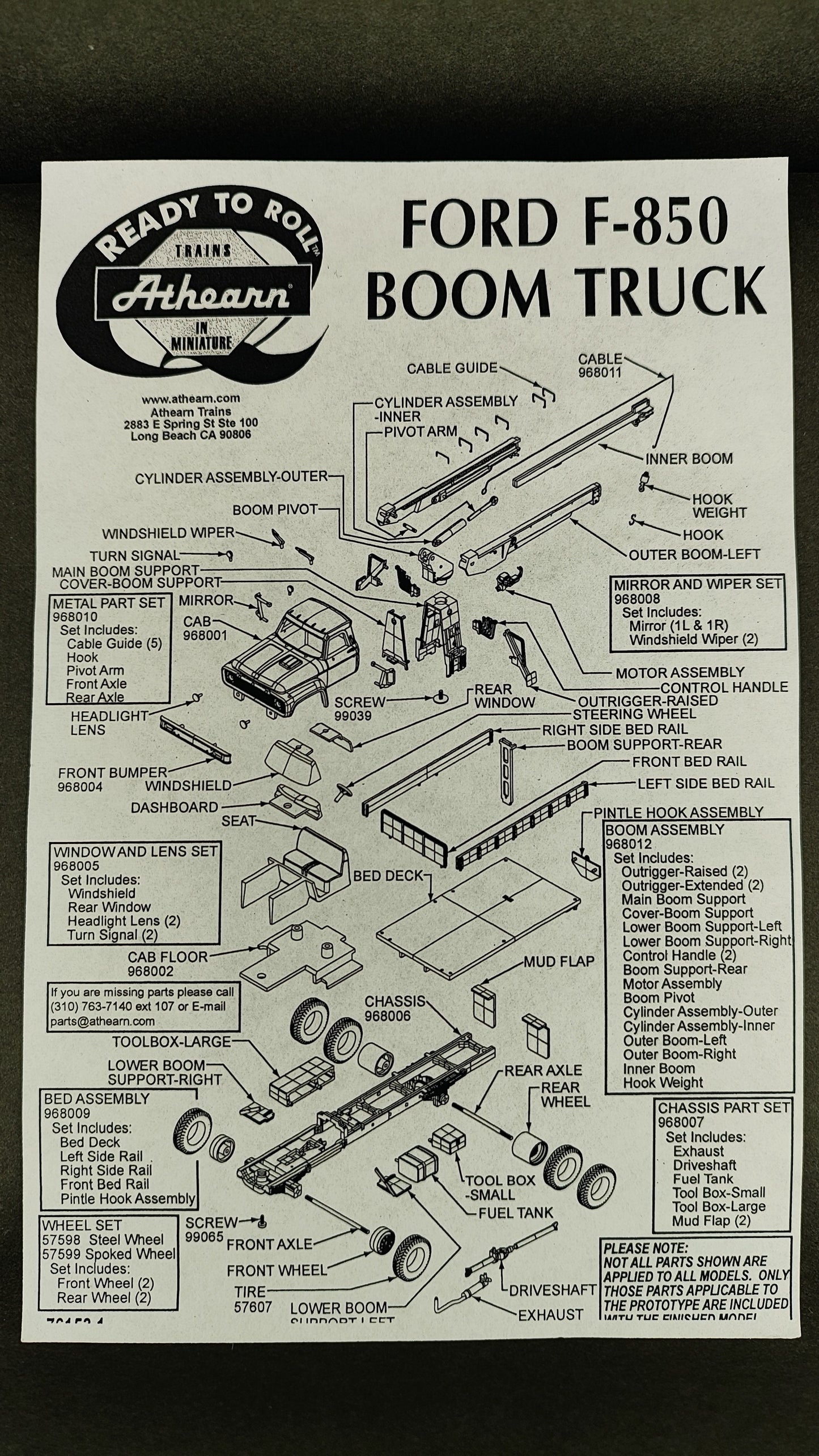 ATH 99425 HO Ford F-850 Boom Truck Kit (undecorated)