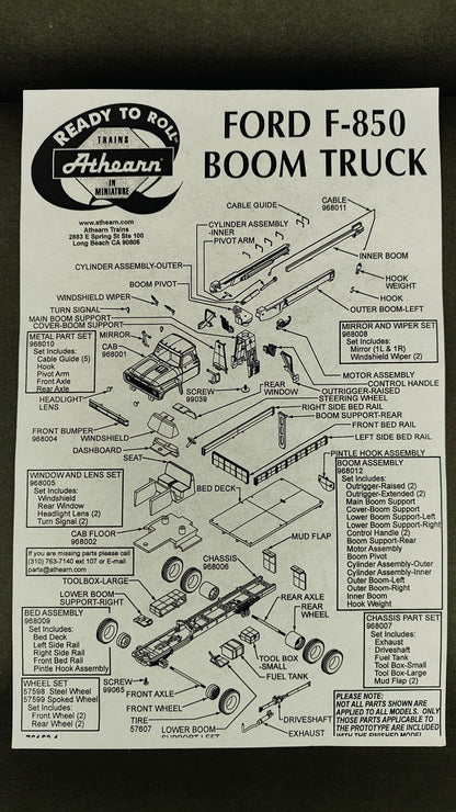 ATH 99425 HO Ford F-850 Boom Truck Kit (undecorated)