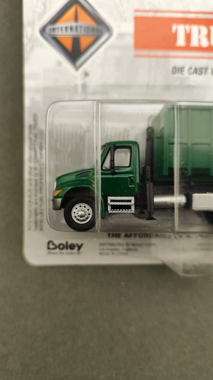 Bol 4128 55 International 3 Axle Roll Off Dump Truck Green Boley Depart 1 87 HO Scale