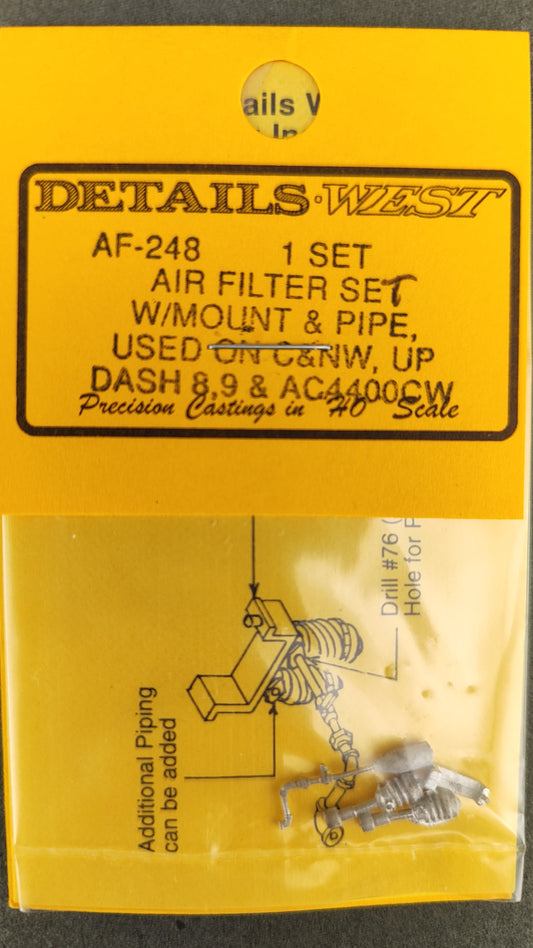 DW AF 248 Air Filter Set w Mount and Pipe BNSF C and NW UP HO Scale