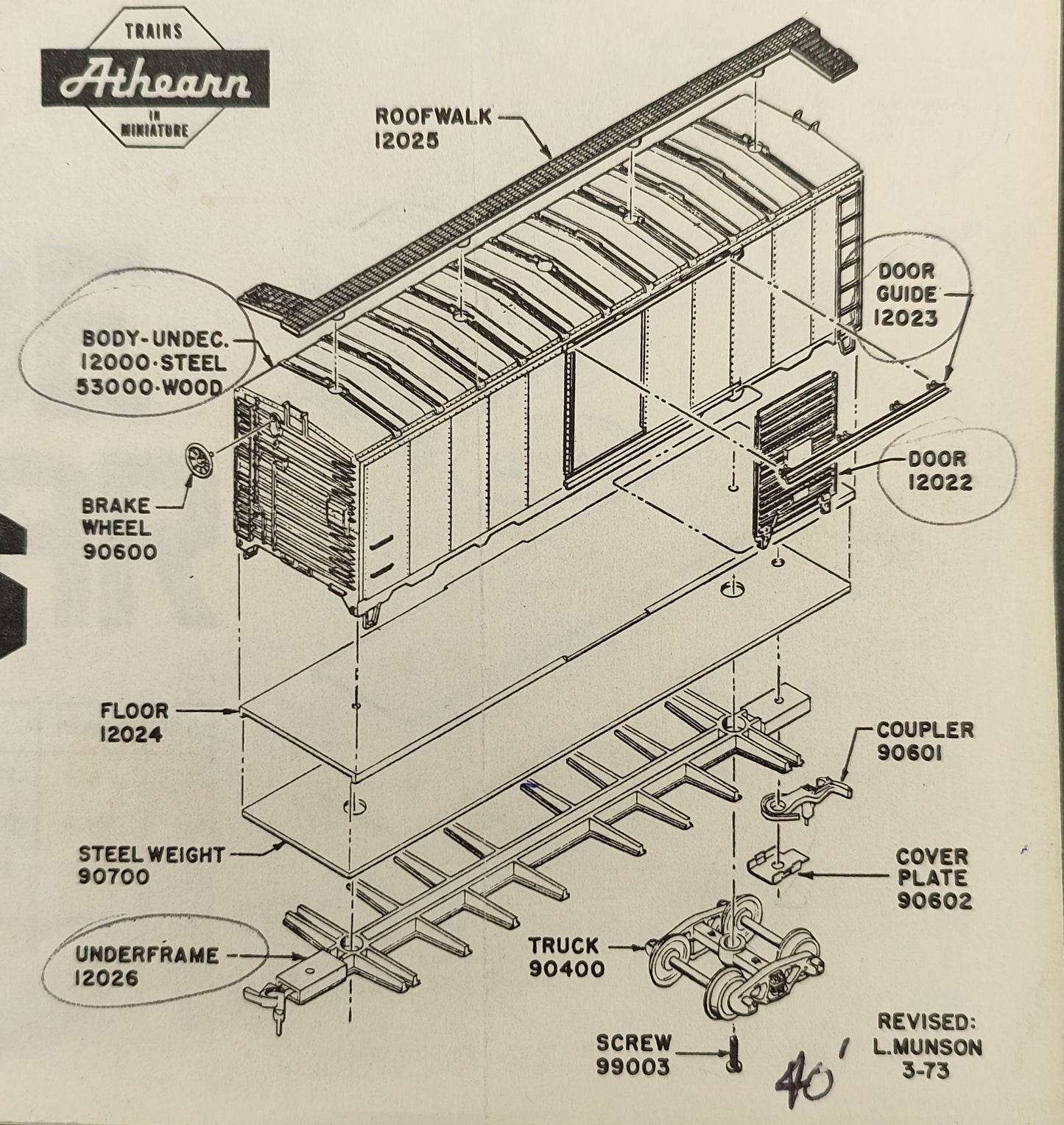 ATH 12025 40' Box Car Roofwalk Steel & Wood (1 per pack)