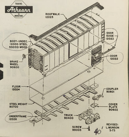 ATH 12025 40' Box Car Roofwalk Steel & Wood (1 per pack)