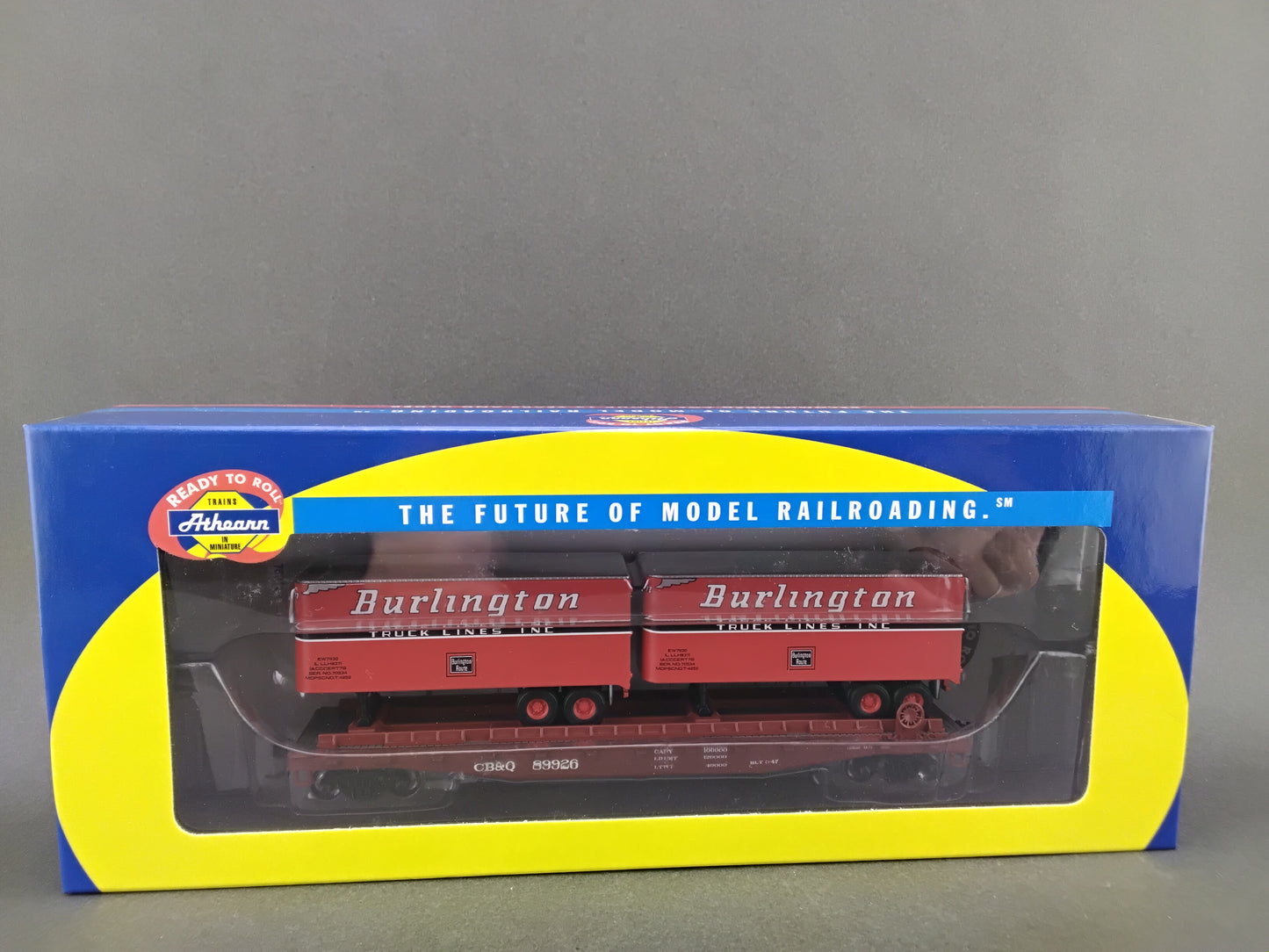 ATH 96363 Burlington 50' Flat with Two 25' Trailers CB & Q 89926