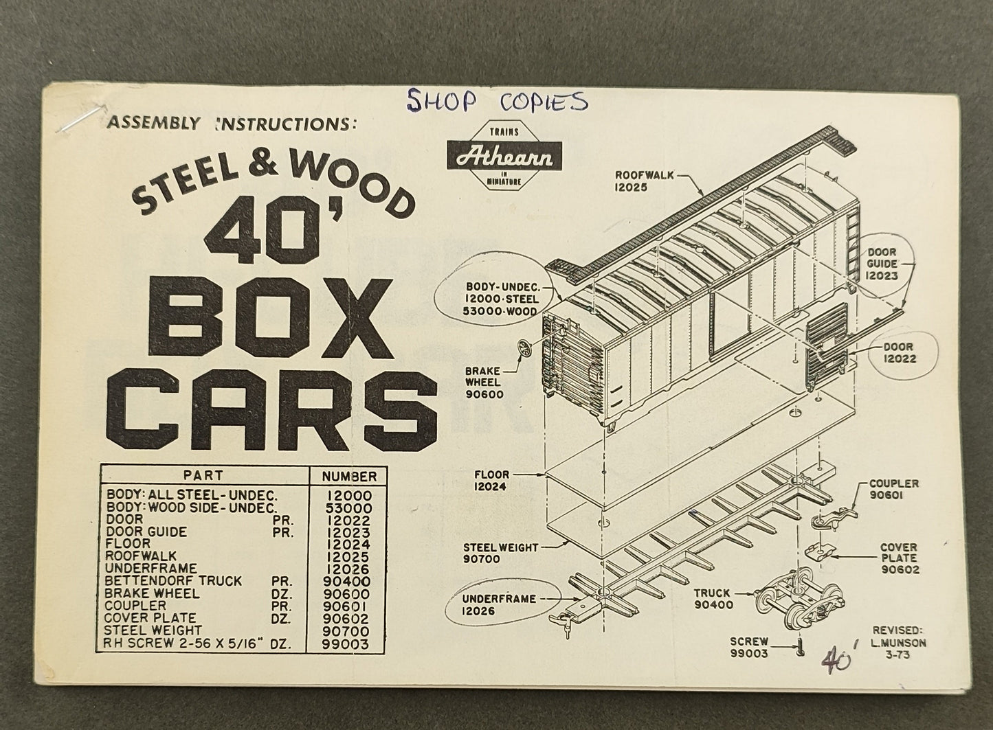 ATH 12025 40' Box Car Roofwalk Steel & Wood (1 per pack)