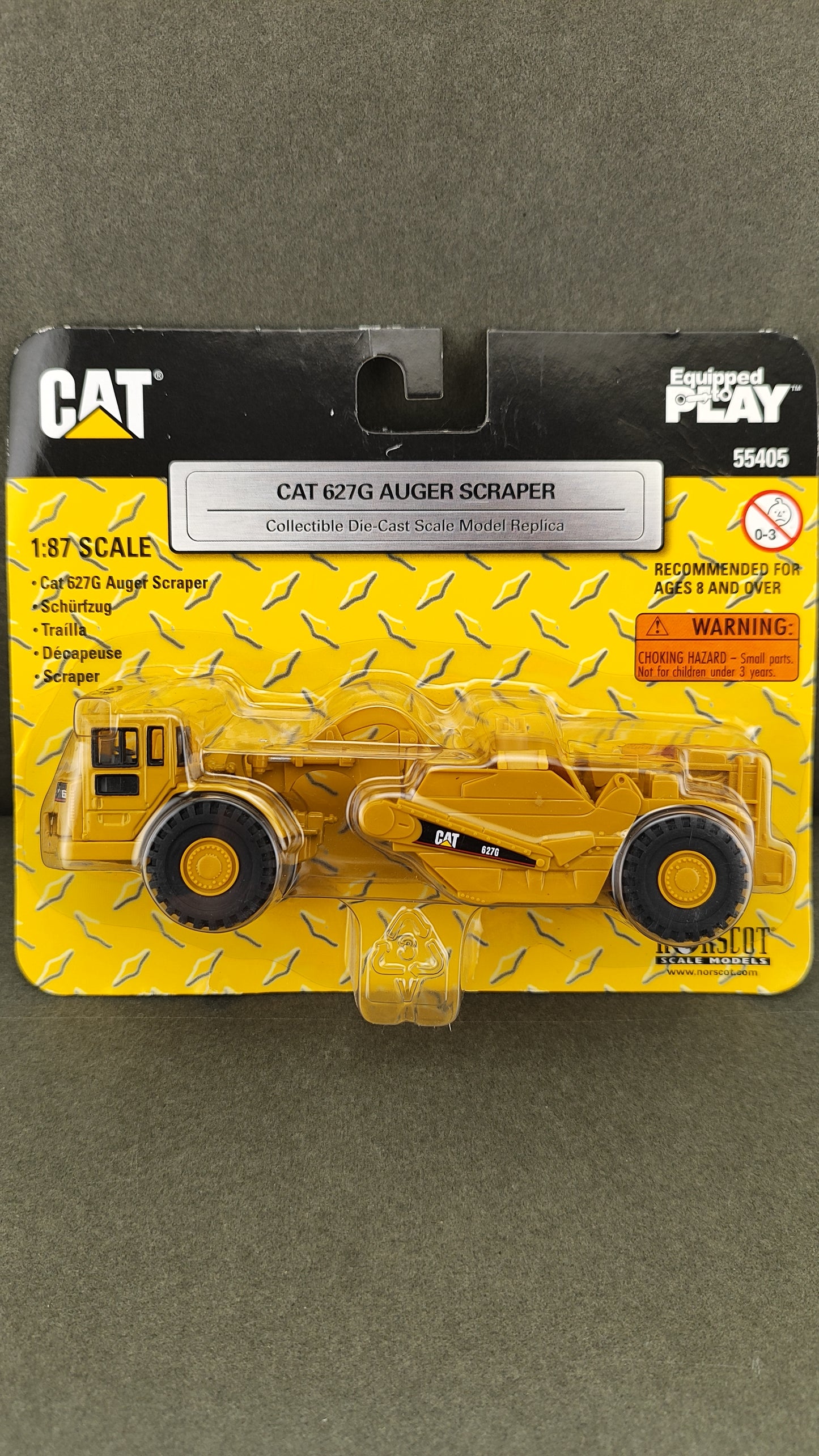 NORSCOT 55405 CAT 1:87 HO Scale Caterpillar 627G Auger Scraper Diecast Model NEW