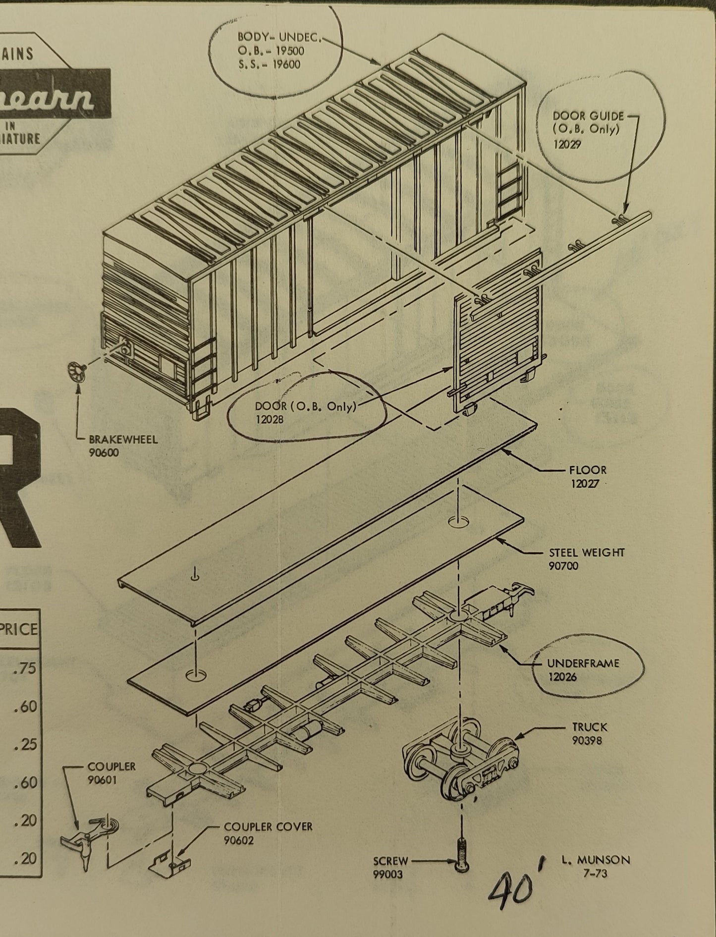 ATH 12029 40' Hi-Cube Box Car Door Guide O.B. Only (1 per Pack)
