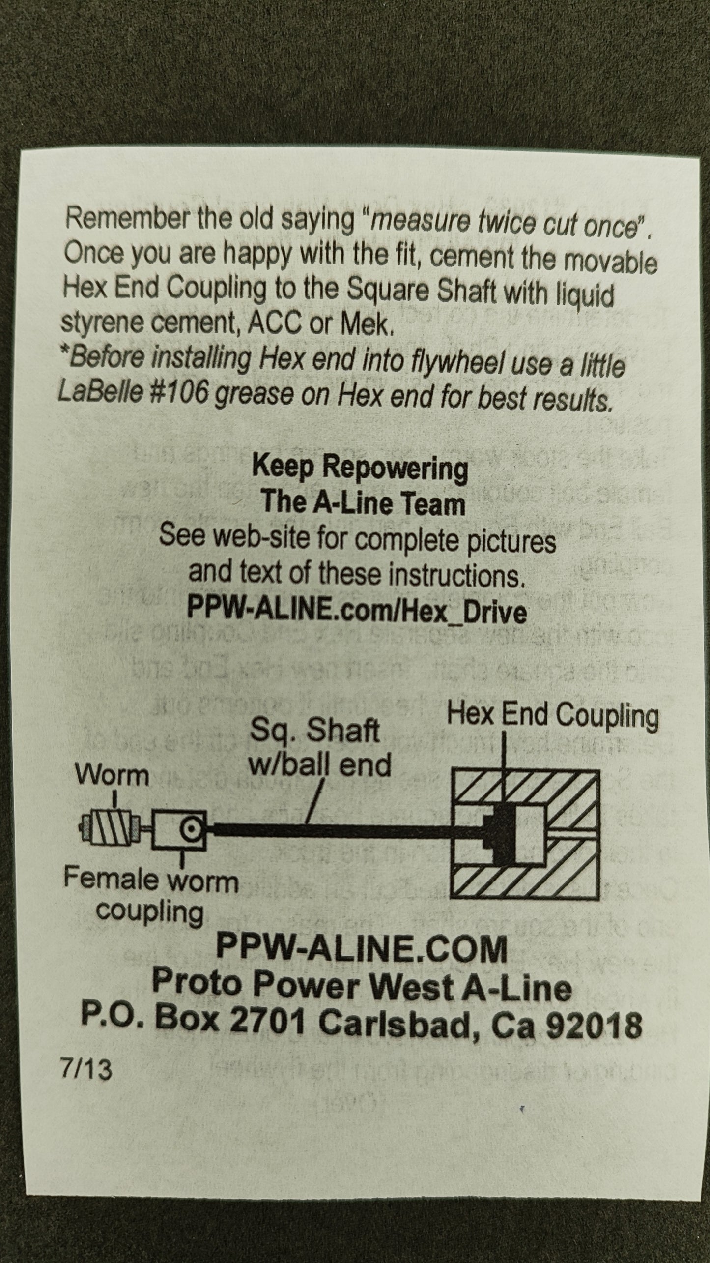 PPW 12032 Coupling Kit Universal Hex Drive