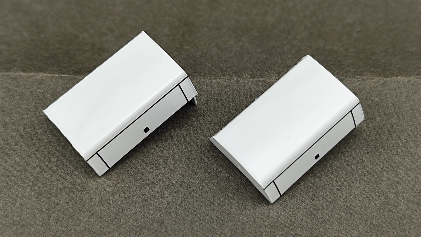 RPS 537 - 5251 . 59  Utility Caps Utility Pickup Box Cap, Non-operating side-opening doors on rear. 2-pieces per package, painted white with black trim and shaded windows. Includes (4) low-rise ladder racks