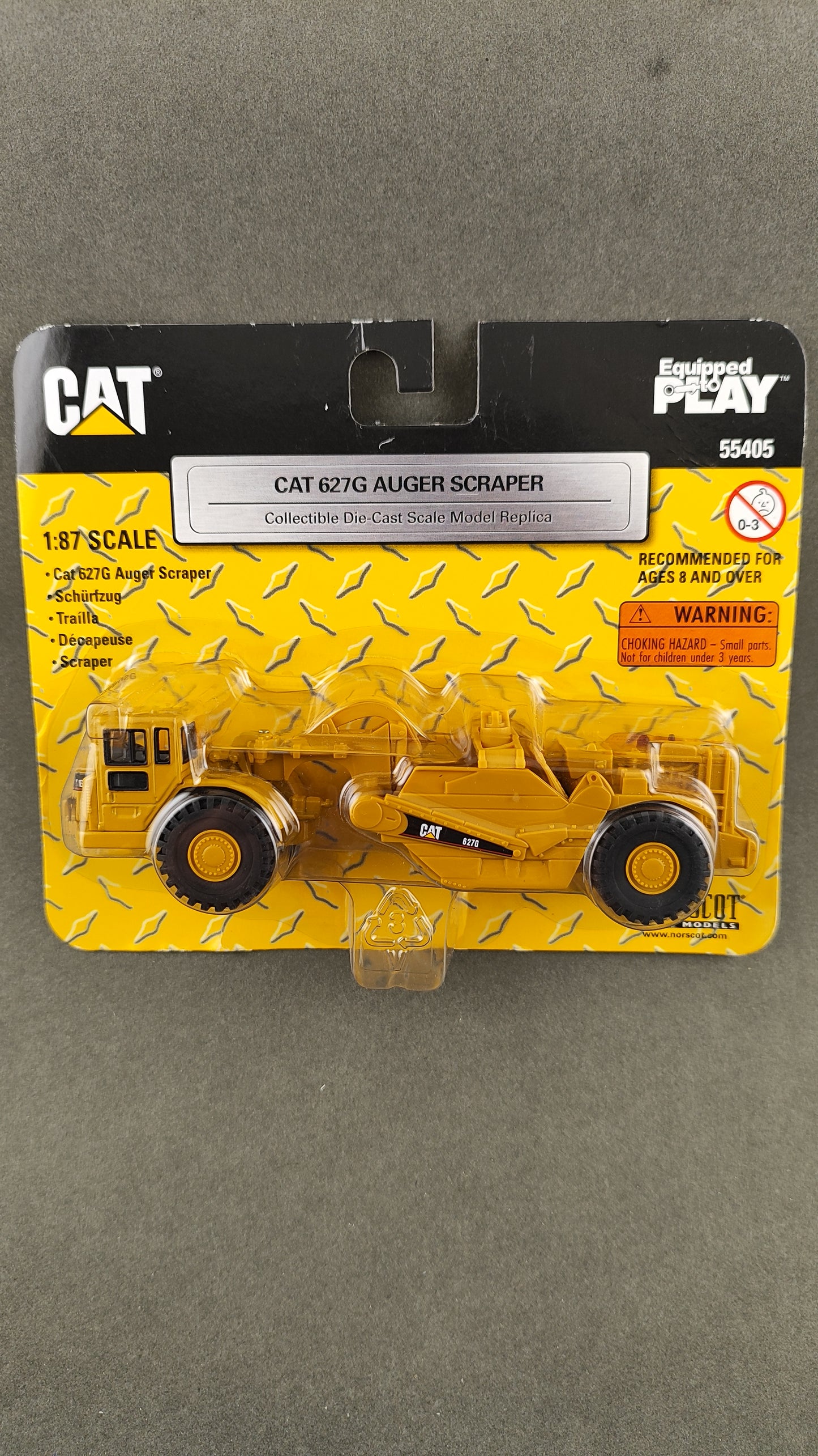 NORSCOT 55405 CAT 1:87 HO Scale Caterpillar 627G Auger Scraper Diecast Model NEW
