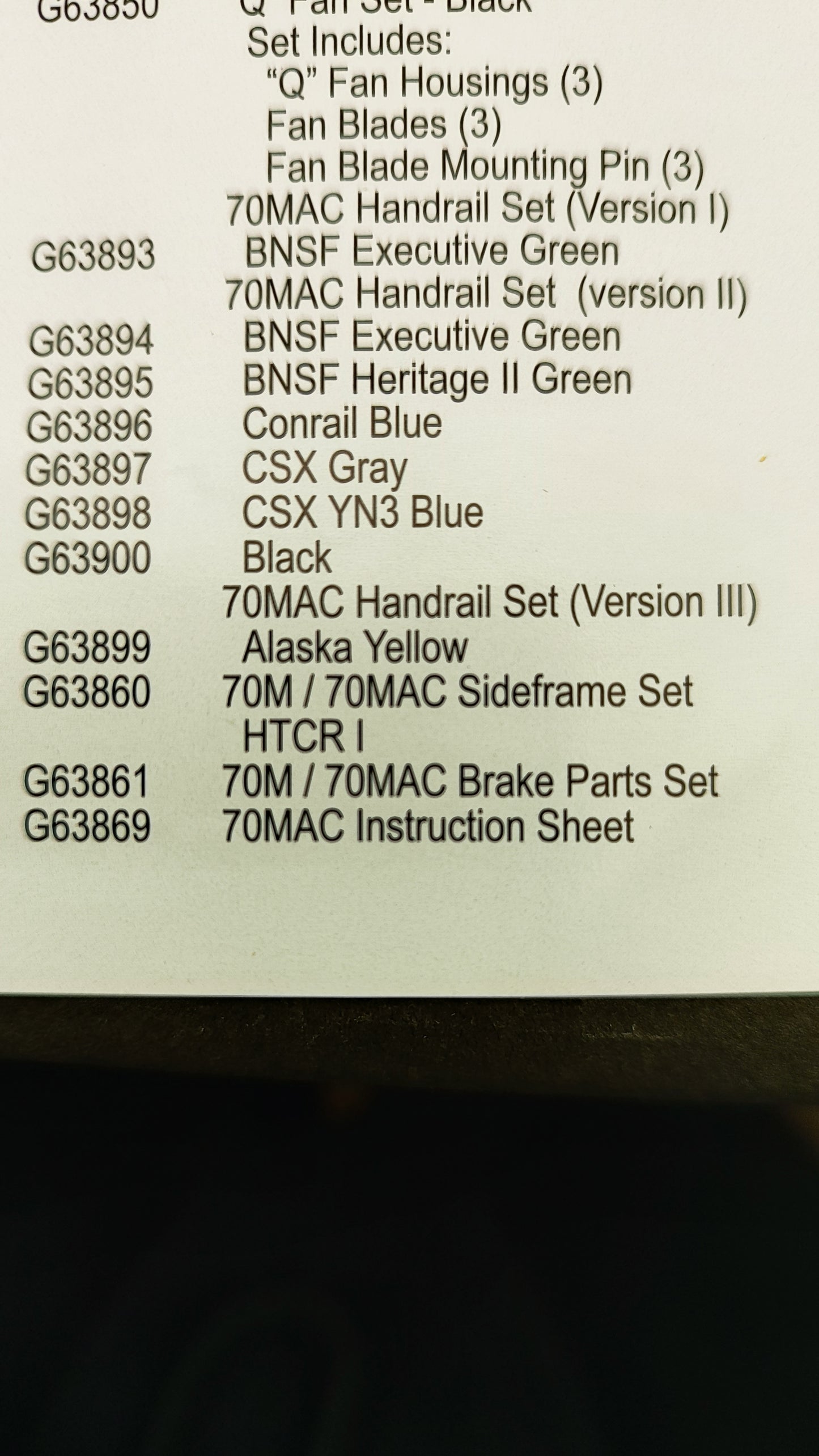 Athearn G63860 SD 70M/MAC Sideframe Set (plastic)- Fits Athearn Genesis Trucks