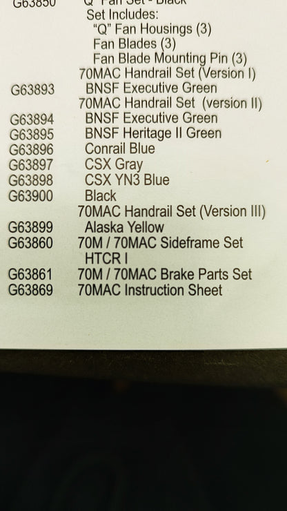 Athearn G63860 SD 70M/MAC Sideframe Set (plastic)- Fits Athearn Genesis Trucks