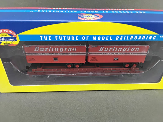 ATH 96364 Burlington 50' Flat with two 25' trailers CB & Q 89975