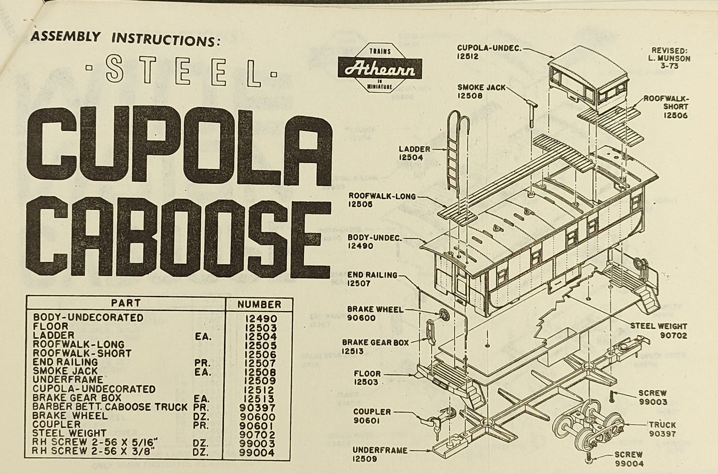 ATH 12505 Cupola Caboose Roofwalk (long)